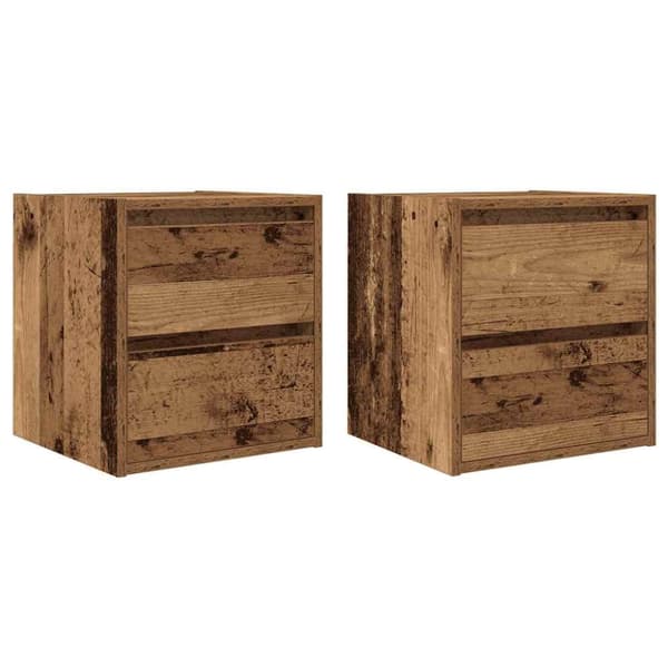 vidaXL Veggmonterte nattbord 2 stk gammelt tre 38x34x40 cm