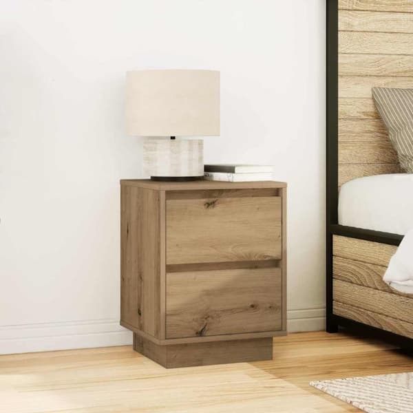 vidaXL sengeskabe 2 stk. med LED-lys 38x34x50 cm kunsteg