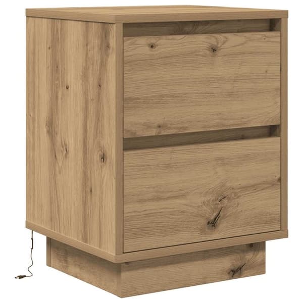 vidaXL sengeskabe 2 stk. med LED-lys 38x34x50 cm kunsteg