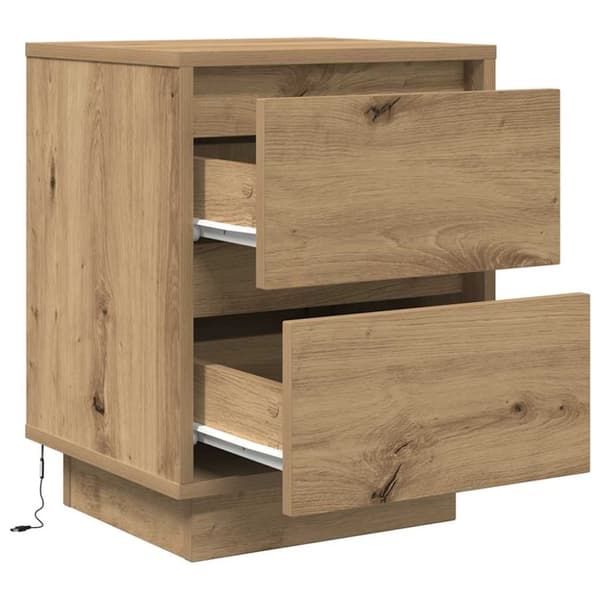 vidaXL sengeskabe 2 stk. med LED-lys 38x34x50 cm kunsteg