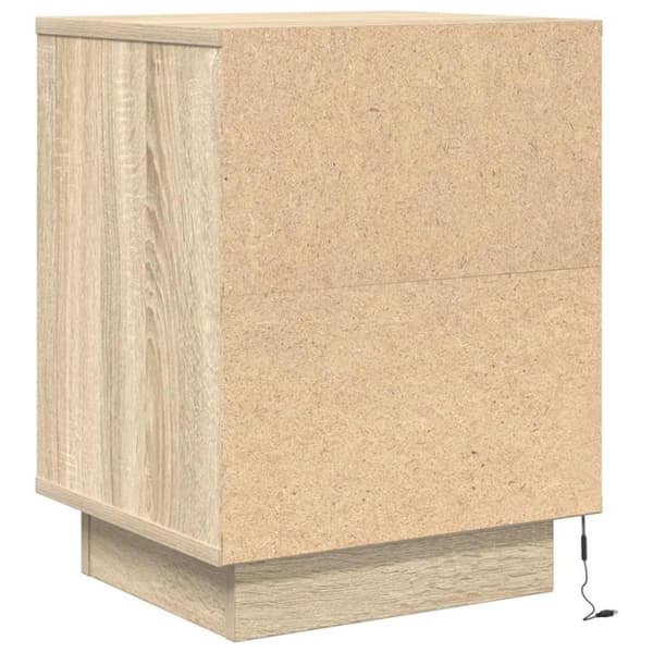 vidaXL yöpöytäkaappi LED-valoilla Sonoma tammi 38x34x50 cm