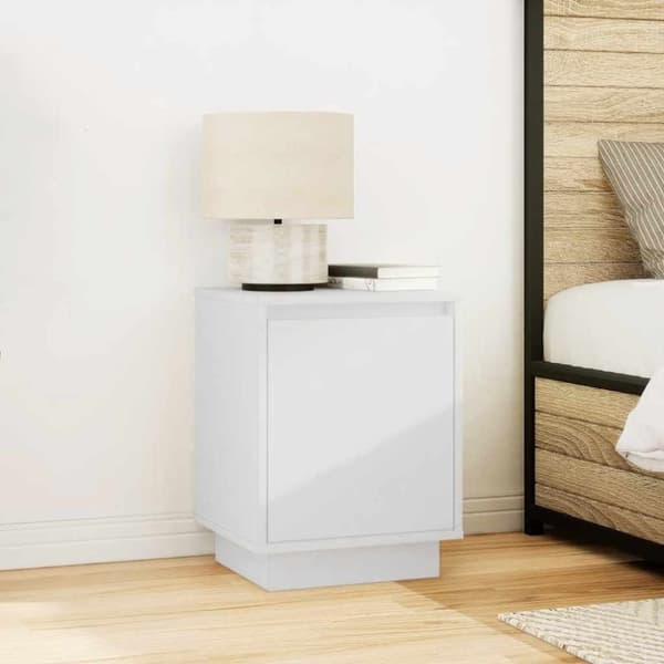 vidaXL Sengeskab med LED-lys Hvid 38x34x50 cm