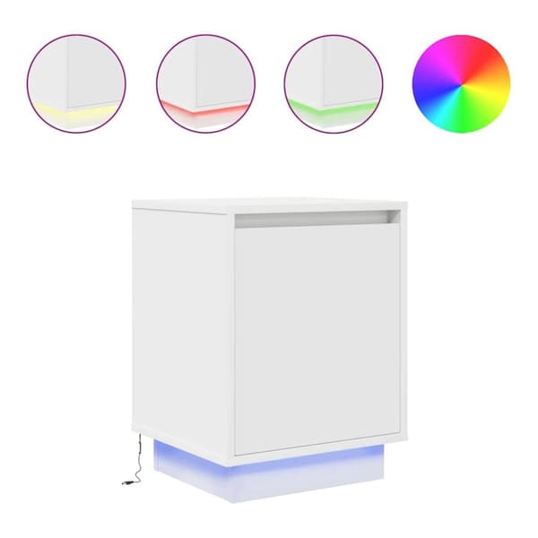 vidaXL Sengeskab med LED-lys Hvid 38x34x50 cm