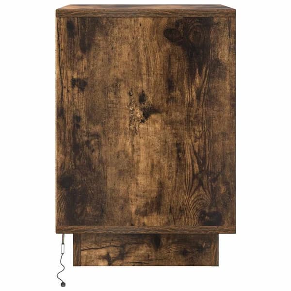 vidaXL Nattbord med LED røkt eik 38x34x50 cm