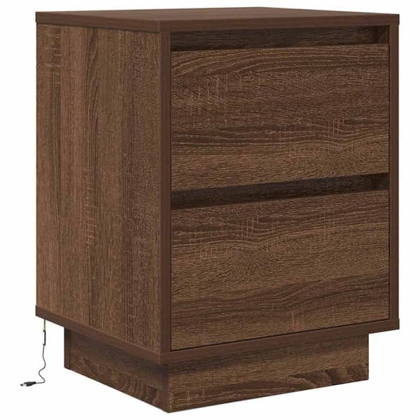 vidaXL Sengeskab med LED-lys Brun Eg 38x34x50 cm