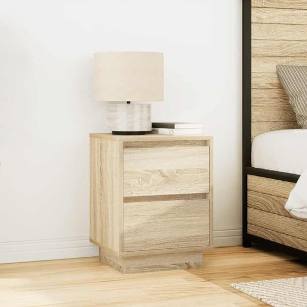 vidaXL sengeskabe 2 stk. med LED-lys 38x34x50 cm sonoma-eg