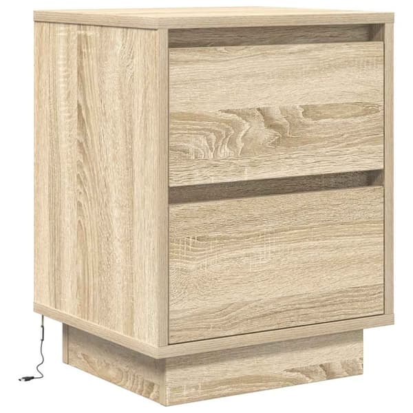 vidaXL sengeskabe 2 stk. med LED-lys 38x34x50 cm sonoma-eg