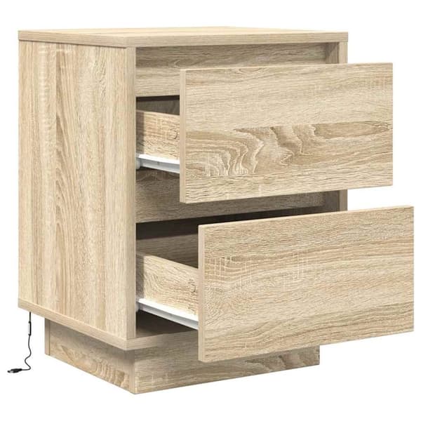 vidaXL sengeskabe 2 stk. med LED-lys 38x34x50 cm sonoma-eg