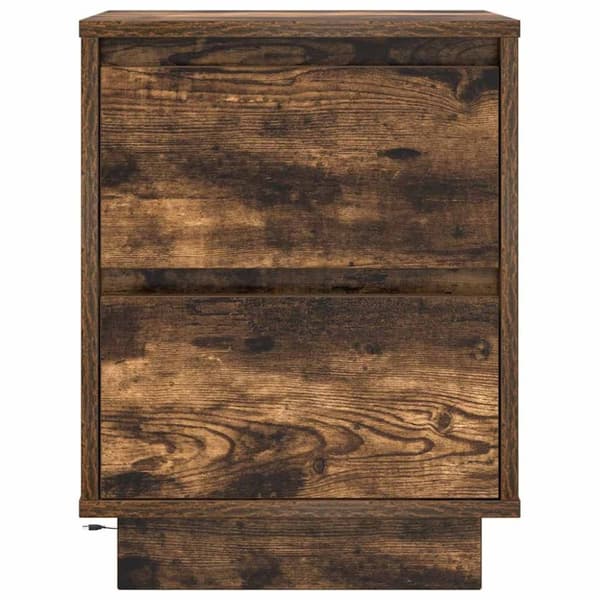 vidaXL sengeskabe 2 stk. med LED-lys 38x34x50 cm røget egetræsfarve