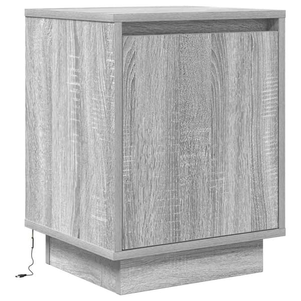 vidaXL Sengeskab med LED-lys Grå Sonoma 38x34x50 cm