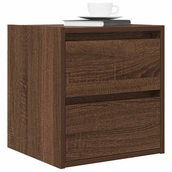 vidaXL Veggmontert nattbord brun eik 38x34x40 cm
