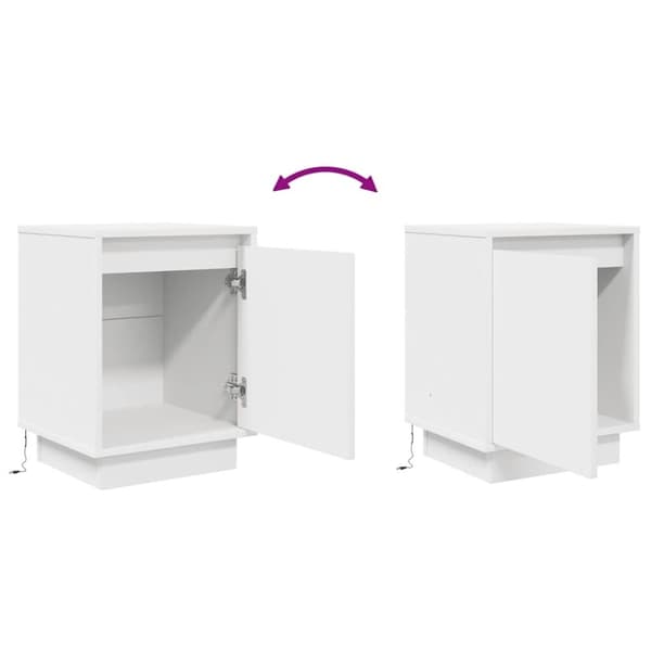 vidaXL Nattskap med LED-lys Hvit 38x34x50 cm