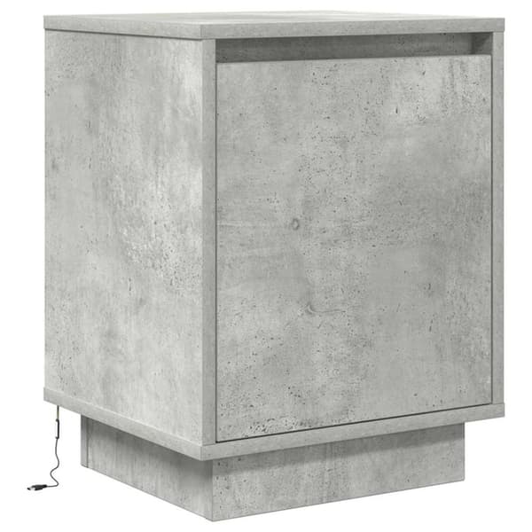 vidaXL Sengeskab med LED-lys Betongrå 38x34x50 cm