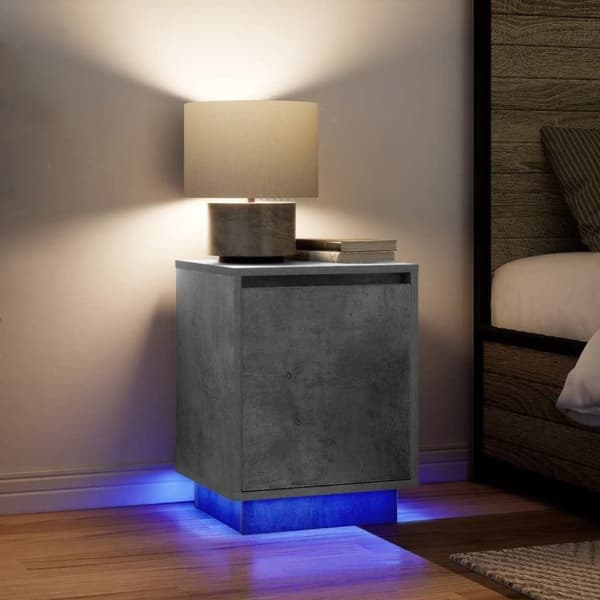 vidaXL Sengeskab med LED-lys Betongrå 38x34x50 cm