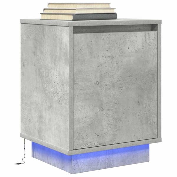 vidaXL Sengeskab med LED-lys Betongrå 38x34x50 cm