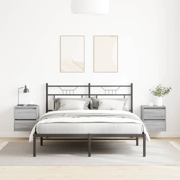 vidaXL væghængte sengeborde 2 stk. 38x34x40 cm grå sonoma-eg