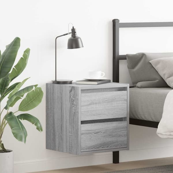vidaXL væghængte sengeborde 2 stk. 38x34x40 cm grå sonoma-eg