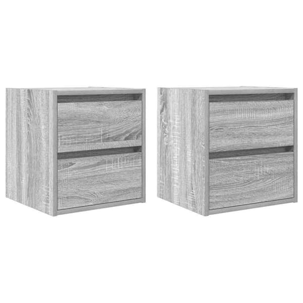 vidaXL væghængte sengeborde 2 stk. 38x34x40 cm grå sonoma-eg