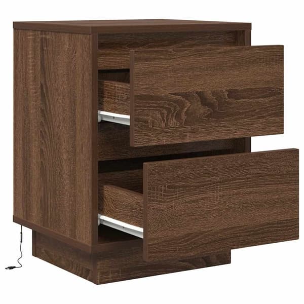 vidaXL Nattskap med LED-lys 2 stk brun eik 38x34x50 cm