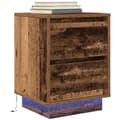 Miniatyrbilde 7 av 11: vidaXL Nattskap med LED-lys 2 stk gammelt tre 38x34x50 cm