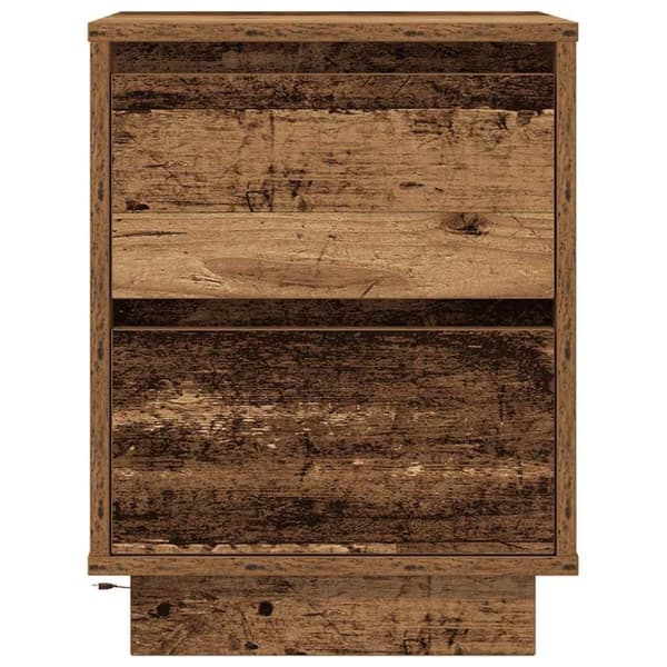 vidaXL Nattskap med LED-lys 2 stk gammelt tre 38x34x50 cm