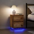 Miniatyrbilde 2 av 11: vidaXL Nattskap med LED-lys 2 stk gammelt tre 38x34x50 cm