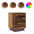 Miniatyrbilde 1 av 11: vidaXL Nattskap med LED-lys 2 stk gammelt tre 38x34x50 cm