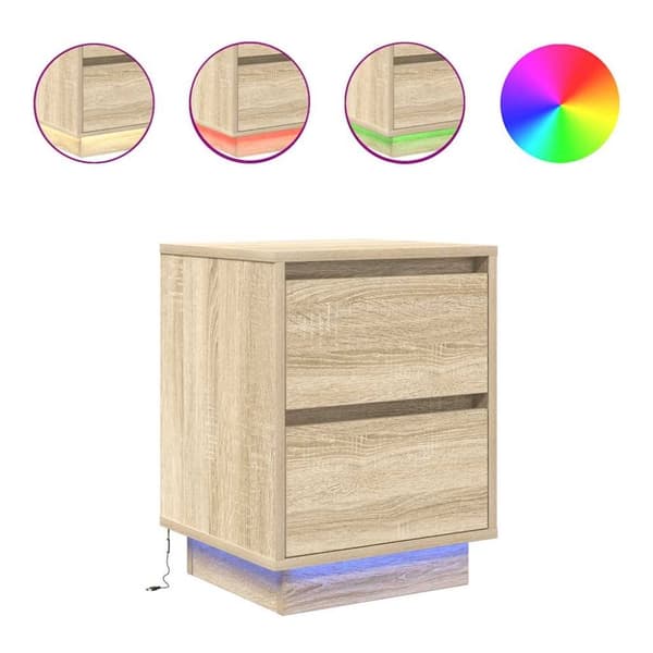 vidaXL Nattskap med LED-lys 2 stk sonoma eik 38x34x50 cm