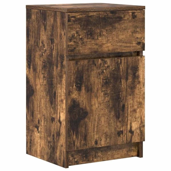vidaXL sengeborde 2 stk. 39x35x65 cm konstrueret træ røget egetræ