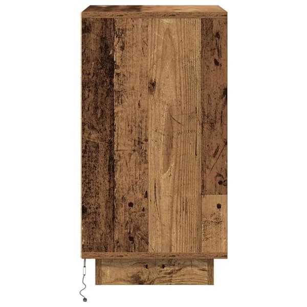 vidaXL sengebord med LED-lys 38x34x65 cm antikt træ