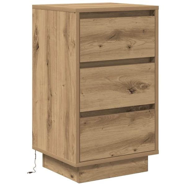 vidaXL sengebord med LED-lys 38x34x65 cm kunsteg