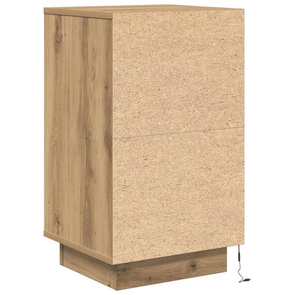 vidaXL sengebord med LED-lys 38x34x65 cm kunsteg