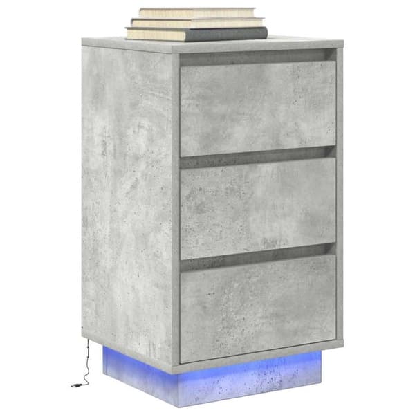 vidaXL sengeborde med LED-lys 38x34x65 cm betongrå