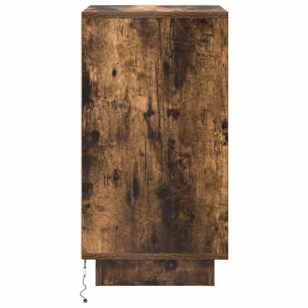 vidaXL Nattbord med LED-lys røkt eik 38x34x65 cm