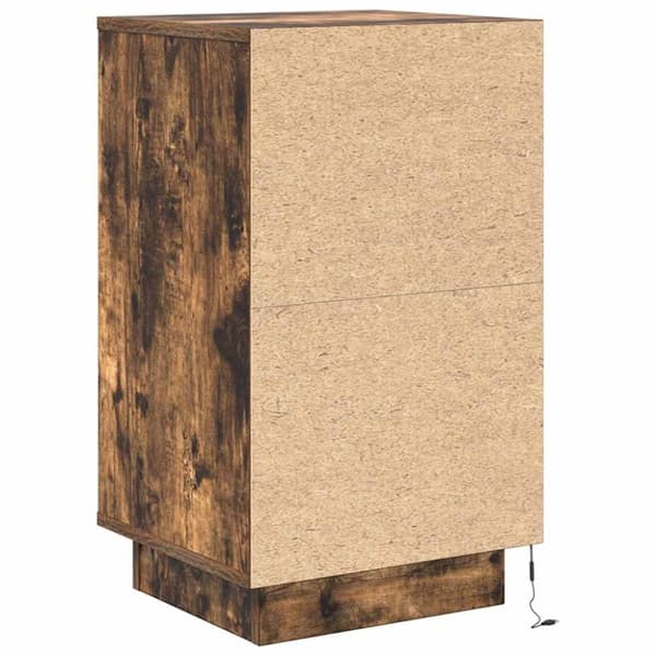 vidaXL Nattbord med LED-lys røkt eik 38x34x65 cm