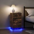Miniatyrbilde 2 av 11: vidaXL Nattbord med LED-lys røkt eik 38x34x65 cm