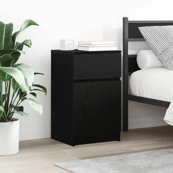 vidaXL Nattbord svart 39x35x65 cm konstruert tre