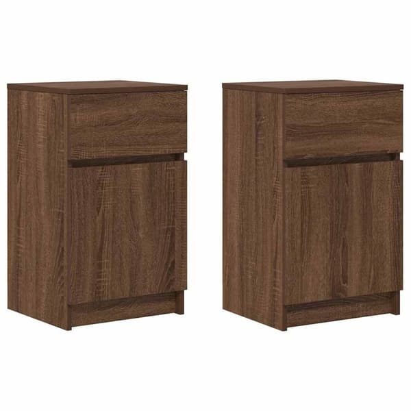 vidaXL Nattbord 2 stk brun eik 39x35x65 cm konstruert tre