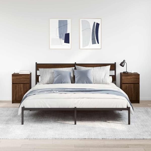 vidaXL Nattbord 2 stk brun eik 39x35x65 cm konstruert tre