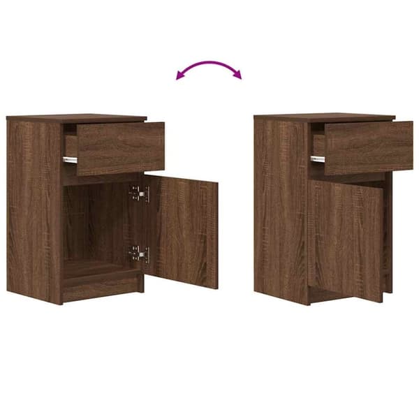 vidaXL Nattbord 2 stk brun eik 39x35x65 cm konstruert tre