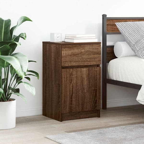 vidaXL Nattbord 2 stk brun eik 39x35x65 cm konstruert tre