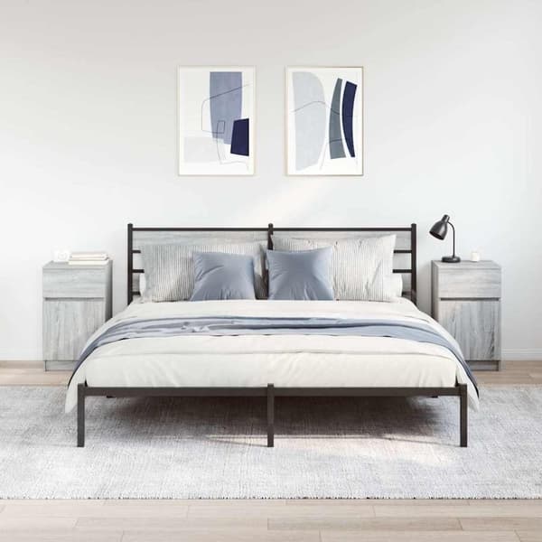vidaXL Yöpöydät 2 kpl harmaa Sonoma 39x35x65 cm tekninen puu