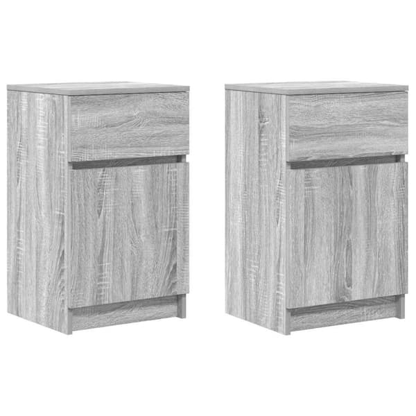 vidaXL Yöpöydät 2 kpl harmaa Sonoma 39x35x65 cm tekninen puu