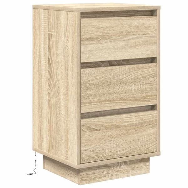 vidaXL sengeborde med LED-lys 38x34x65 cm sonoma-eg