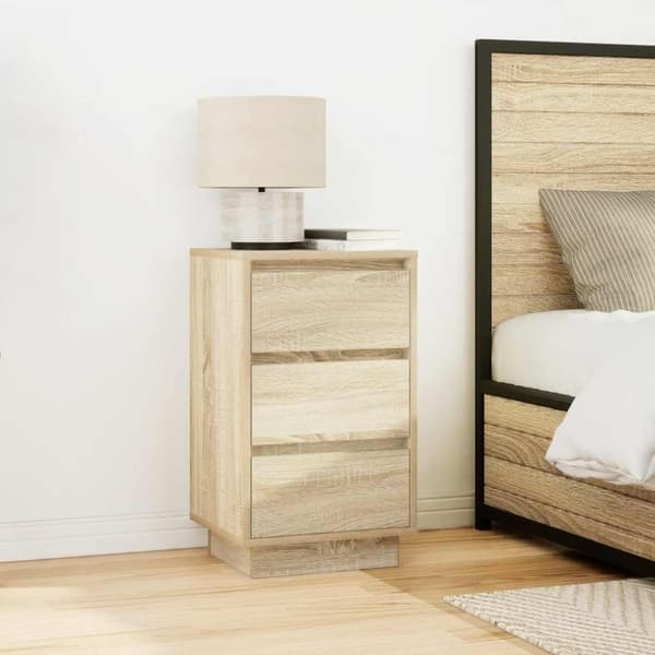 vidaXL sengeborde med LED-lys 38x34x65 cm sonoma-eg