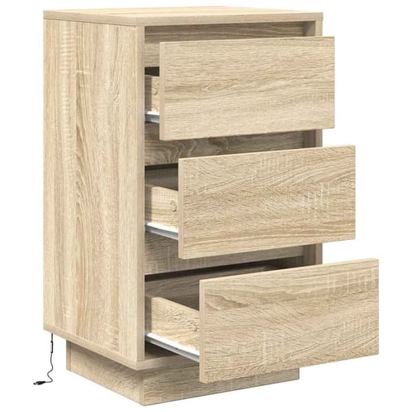 vidaXL sengeborde med LED-lys 38x34x65 cm sonoma-eg