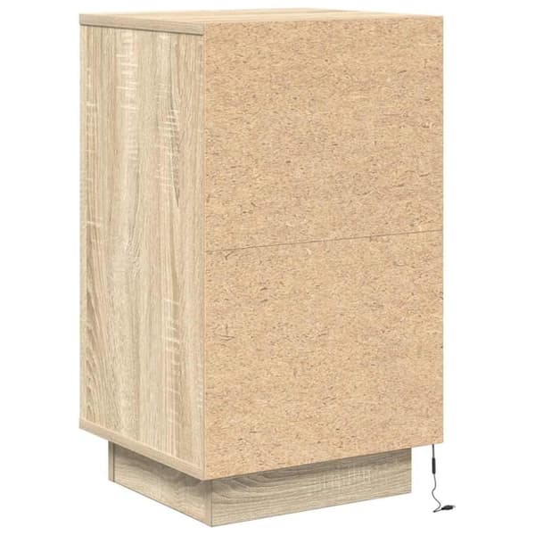 vidaXL sengeborde med LED-lys 38x34x65 cm sonoma-eg