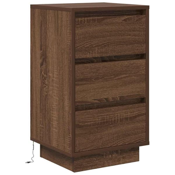 vidaXL Yöpöytä LED-valoilla Ruskea Tammi 38x34x65 cm