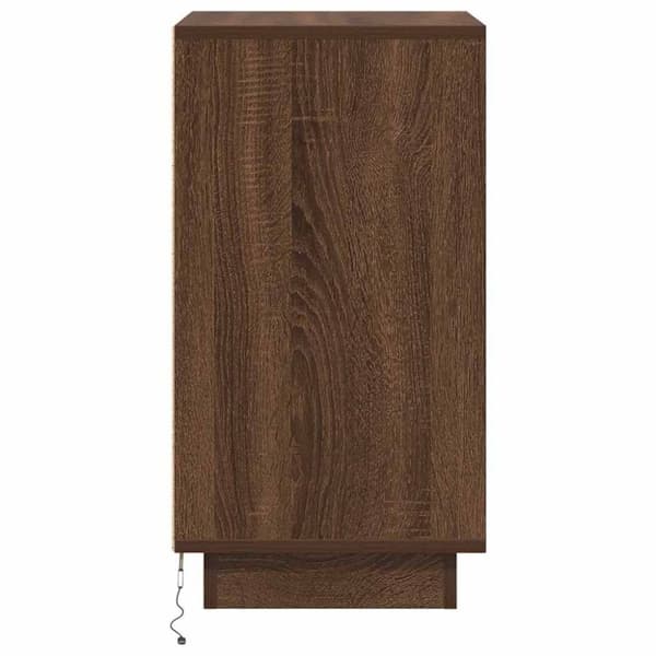 vidaXL Yöpöytä LED-valoilla Ruskea Tammi 38x34x65 cm