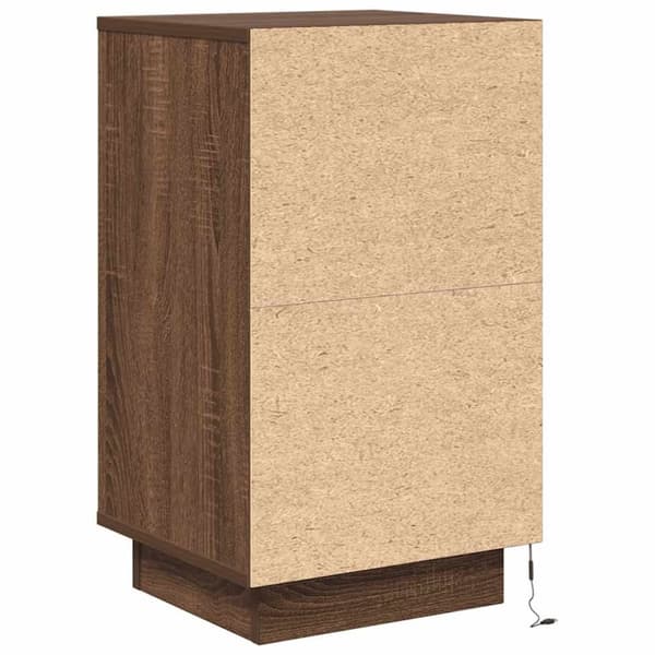 vidaXL Yöpöytä LED-valoilla Ruskea Tammi 38x34x65 cm
